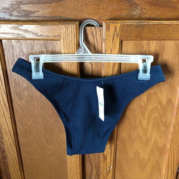 J Crew Textured Cheeky Bikini Bottom Navy Blue - S - Picture 7 of 9